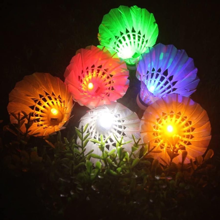LED Shuttlecock Badminton, [6 Pack] 6 Color Shuttlecock Dark Night Goose Feather Glow s Lighting for Outdoor Indoor Sport Activities