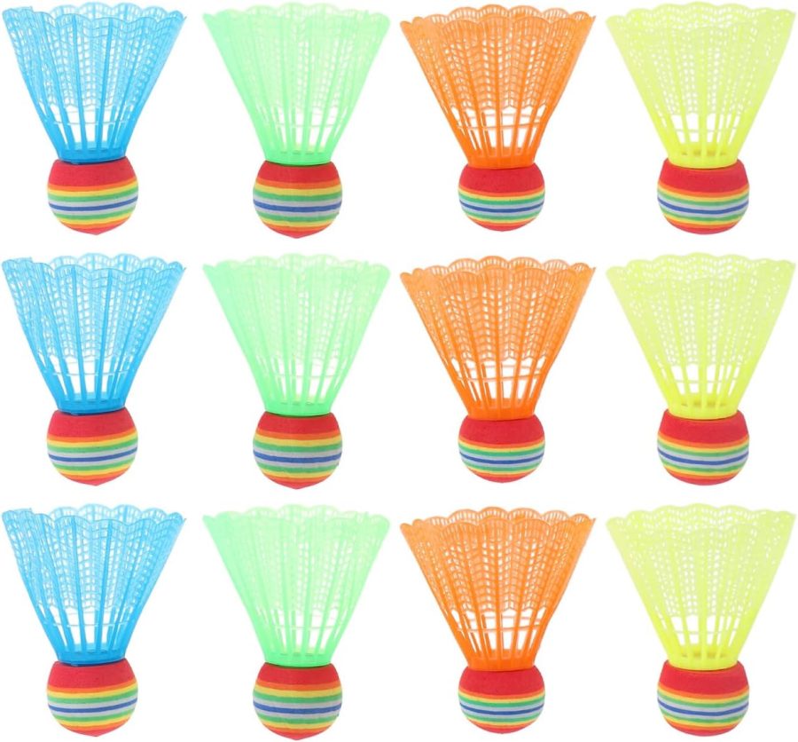 12pcs Badminton Balls Colorful Plastic Shuttlecocks Badminton Balls Rainbow  Lightweight for Ages Use Random Colors