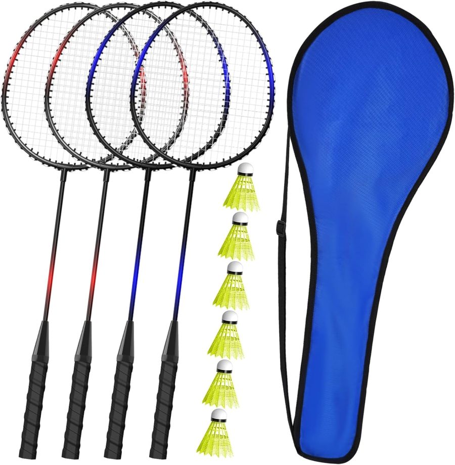 Badminton Rackets Set of 2 4 6 for Adults Kids,Beach Lawn Backyard Game Outdoor Sports,Racquets,Shuttlecocks & Carry Bag Included