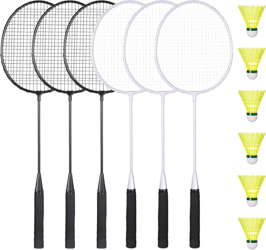 Badminton Rackets Set with 6 Shuttlecocks, Lightweight Badminton Set of 6 for Outdoor Backyard Games, Racquets with Durability for Beginners and Casual Players