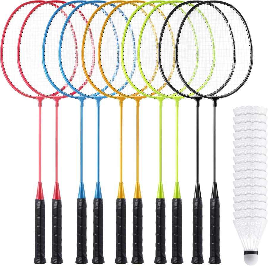 10 Packs Badminton Rackets Set with 15 Shuttlecocks Badminton Racquets for Adult and Lightweight Teenagers Shuttlecock Set for Backyard Gym Beach Outdoor Games